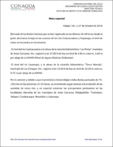 Boletín de Prensa de CONAGUA, Click para agrandar.